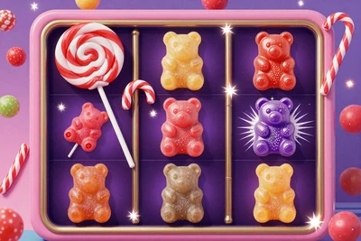 Sweet Bonanza Slot von Pragmatic Play mit S&uuml;&szlig;igkeiten-Thema